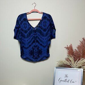 Express Blue Pattern Short Sleeved Top